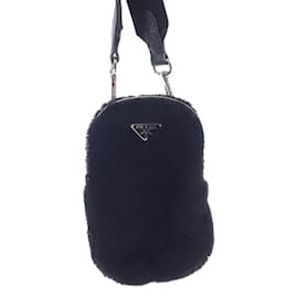 Prada-Prada Fur Phone Holder Crossbody Bag Canvas Crossbody Bag 1BP027 NO1 2EC9 in Excellent condition-Other