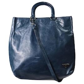 Prada-Blue leather tote bag-Blue