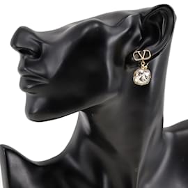 Valentino-Boucles d'oreilles pendantes en cristal avec logo V-Autre