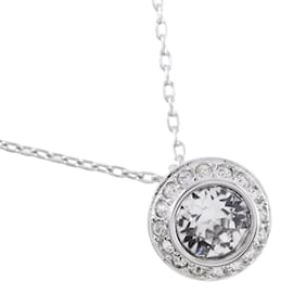 Autre Marque-Angelic Round Cut Rhodium Plated Pendant Necklace-Other
