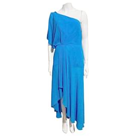 Jenny Packham-Vestido de noche azul claro con un solo hombro-Azul,Turquesa