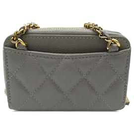 Chanel-Chanel Gray Quilted Caviar Leather Coin Purse-Grey
