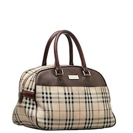 Burberry-Burberry House Check Canvas Boston Bag Canvas Handbag in Fair condition-Other