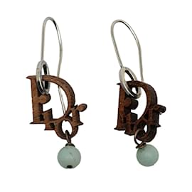 Autre Marque-Wooden Logo Hook Earrings-Other