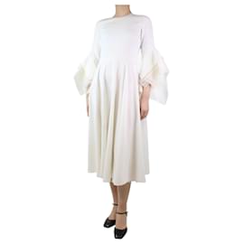 Roksanda-Vestido midi em crepe de seda branco com acabamento em organza - tamanho Reino Unido 8-Branco