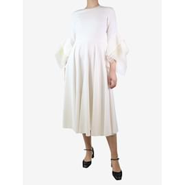 Roksanda-Vestido midi em crepe de seda branco com acabamento em organza - tamanho Reino Unido 8-Branco