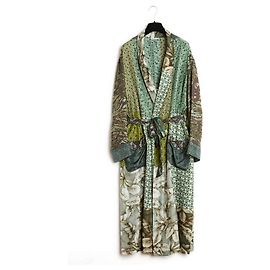 Pierre Louis Mascia OS Maxi kimono de seda verde Verde