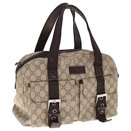 Gucci-GUCCI GG Supreme Hand Bag PVC Leather Beige 140959 Auth ac2606-Beige
