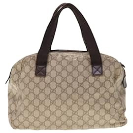 Gucci-GUCCI GG Supreme Hand Bag PVC Leather Beige 140959 Auth ac2606-Beige