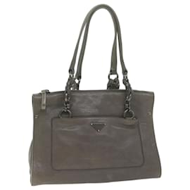Prada-PRADA Shoulder Bag Leather Gray Auth ep3136-Grey