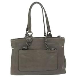 Prada-PRADA Shoulder Bag Leather Gray Auth ep3136-Grey