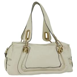 Chloé-Chloe Paraty Hand Bag Leather White Auth bs11780-White