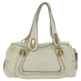 Chloé-Chloe Paraty Hand Bag Leather White Auth bs11780-White
