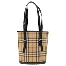 Burberry-BURBERRY Nova Check Sac à bandoulière Toile enduite Beige Auth ac2665-Beige