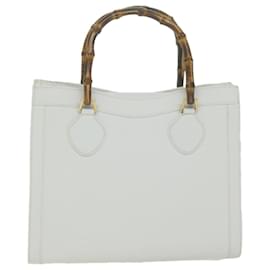 Gucci-GUCCI Bamboo Hand Bag Leather White 002 0260 2615 Auth ep3064-White