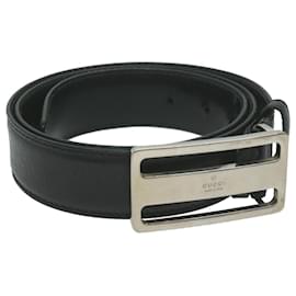 Gucci-GUCCI Belt Leather 33.5""-35.4"" Black Auth ti1522-Black