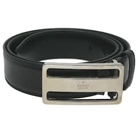 Gucci-GUCCI Belt Leather 33.5""-35.4"" Black Auth ti1522-Black