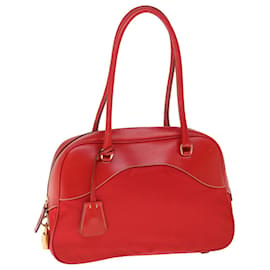 Prada-PRADA Shoulder Bag Nylon Leather Red Auth ac2652-Red