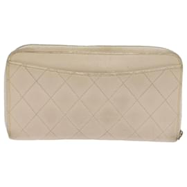 Chanel-CHANEL Cartera larga Piel de caviar Blanco CC Auth 65288-Blanco