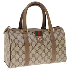 Gucci-Sac Boston GUCCI GG Canvas Web Sherry Line PVC Beige Rouge 116 02 006 Auth yk10327-Rouge,Beige