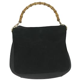 Gucci-GUCCI Bambou Sac à Bandoulière Daim 2façon Black Auth 65563-Noir