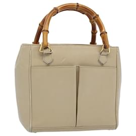 Gucci-GUCCI Bamboo Hand Bag Leather Beige 000 1364 0315 Auth ep3165-Beige