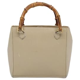 Gucci-GUCCI Bamboo Hand Bag Leather Beige 000 1364 0315 Auth ep3165-Beige