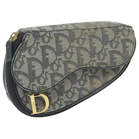 Christian Dior-Christian Dior Trotter Canvas Saddle Pouch Navy Auth 64906-Navy blue