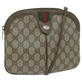 Gucci-GUCCI GG Supreme Web Sherry Line Shoulder Bag PVC Beige Red Green Auth 64931-Red,Beige,Green