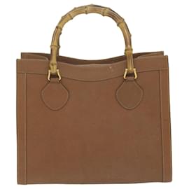 Gucci-GUCCI Bamboo Hand Bag Leather Brown 002 123 0260 Auth ep2994-Brown