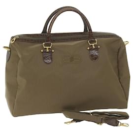 Balenciaga-BALENCIAGA Boston Bag Nylon Brown Auth bs11622-Brown