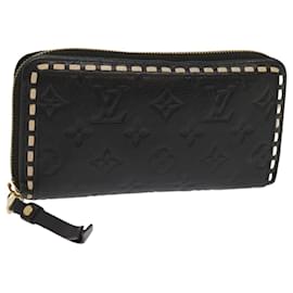 Louis Vuitton-LOUIS VUITTON Monogram Empreinte Zippy Wallet Black M60571 LV Auth 65240-Black