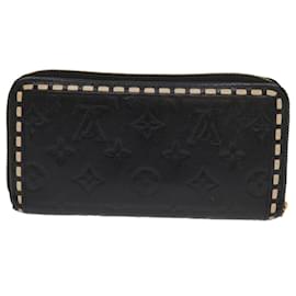 Louis Vuitton-LOUIS VUITTON Monogram Empreinte Zippy Wallet Negro M60571 LV Auth 65240-Negro