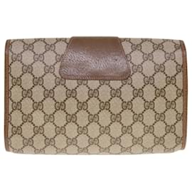 Gucci-GUCCI GG Supreme Web Sherry Line Clutch Bag Beige Red 89 01 030 Auth ep3070-Red,Beige