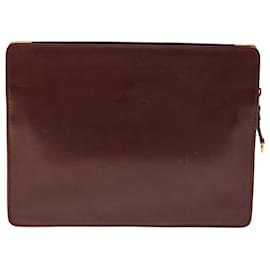 Cartier-CARTIER Bolso Clutch Cuero Vino Rojo Auth 63905-Otro