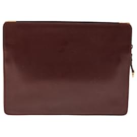 Cartier-CARTIER Clutch Bag Leather Wine Red Auth 63905-Other