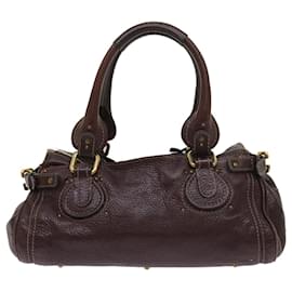 Chloé-Chloe Paddington Hand Bag Leather Brown 0308515276 Auth tb1020-Brown