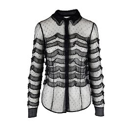 Camicia in pizzo trasparente con volant Red Valentino Nero
