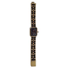 Orologio Chanel Première placcato oro e pelle nera Nero D'oro