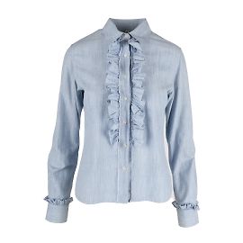 Autre Marque Gio Moretti Hemd mit Rüschen Blau