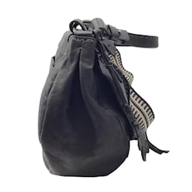 Henry Béguelin-Henry Beguelin Black Lace Up Detail Leather Messenger Bag-Black