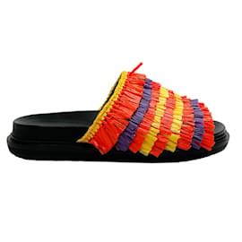 Marni-Sandalias naranjas con flecos de rafia multicolor de Marni-Multicolor