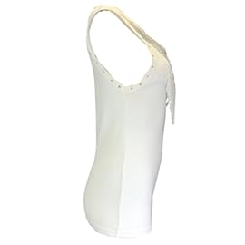 Autre Marque-Takahiromiyashita The Soloist White / Silver Embellished Fringe Detail Ribbed Tank Top-White