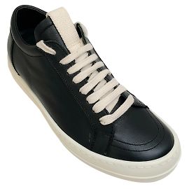 Rick Owens Black / Milk Leather Vintage Low Sneakers Black