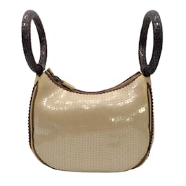 Tod's-Tod's Ivory Sequined lined Top Handle Mini Evening Bag-Cream