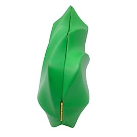 Bottega Veneta-Bottega Veneta Green Leather Whirl Clutch Bag-Green