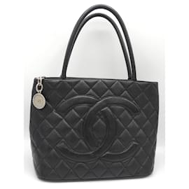 Chanel-CHANEL MEDAILLON Bag Black Caviar Leather-Black
