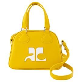 Courreges-Mini Bowling Bag - Courreges - Leather - Yellow-Yellow