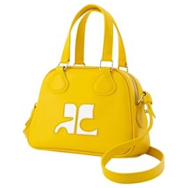 Courreges-Mini Bowling Bag - Courreges - Leather - Yellow-Yellow