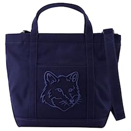 Autre Marque-Petit sac cabas Fox Head - Maison Kitsune - Coton - Bleu-Bleu